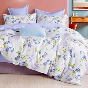 100% Cotton Duvet Cover set Queen 3Pcs Comforter Cover Pillowcases Floral Soft